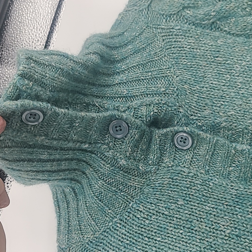 L.L. Bean seafoam green wool cardigan sweater large - Picture 2 of 9